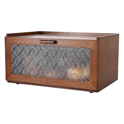 Vintage Bamboo Bread Box for Kitchen Countertop Farmhouse Brown Bread Storage Box Breadbox