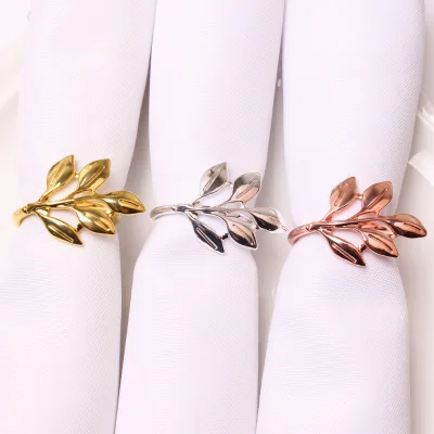Metal Napkin Rings, Leaf Napkin Holder, Universal Napkin Buckles for Wedding Party, Dinner, Anniversary, Table Decoration