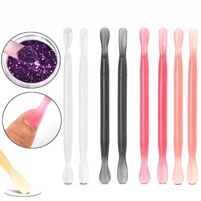 Double-Head Plastic Nail Cuticle Pusher Dead Skin Remover Set New Exfoliating Tools Pink Black-2pcs/set Nail Remover Powder