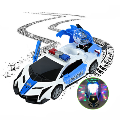 Electric Dancing Deformation Police Car Toy Rotating Universal Detective Car for Kids Cool Cop Car with Light Music As Gifts