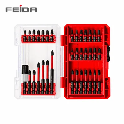 FEIDA 35-Piece Strong Magnetic Impact Driver Bit Set S2 Steel Phillips Slotted Torx Hex Screwdriver Bits and Twist Drill Kit