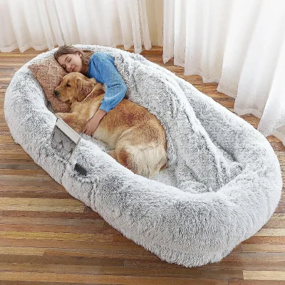 Wholesale Luxury Pet Beds Plush Soft Large Dog Bed With Removable Memory Foam Human Dog Bed