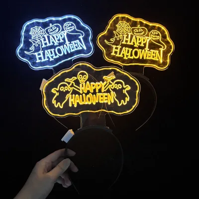 Personalized Light-Up Headband for Halloween Night Pumpkin & Ghost Theme