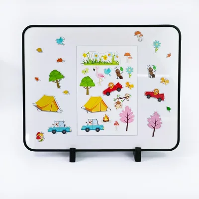 Custom Cute Design PET Magnet Cartoon Waterproof Children logo Adhesive Label Printing Magnetic Vinyl Die Cut Stickers