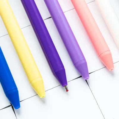 Simple Macaron Color Plastic Pen Student Exam Brush Theme Ballpoint Pen Exhibition Gift Advertising Pen