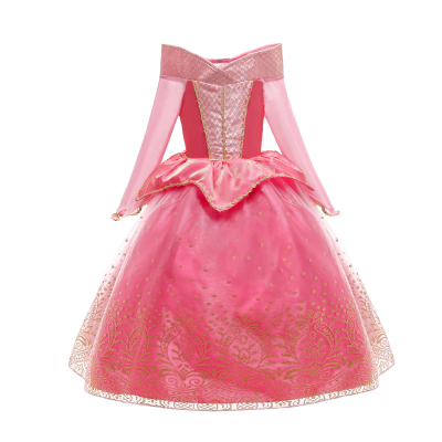 Hot Sale Long Sleeve Kids Cosplay Costumes Aurora Dress Christmas Party Fancy Dress