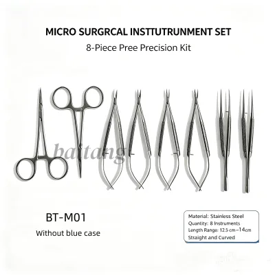 In Stock Microsurgical Instruments Set Micro Scissors Needle Holder Hemostatic Forceps Surgical Tool Kit