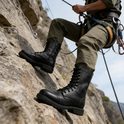 Spring and Autumn New Hundred Breathable Cowhide Horse Boots Fashion Lacing Men's Boots Motorcycle European Mid-Calf Boots