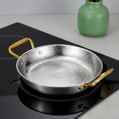 Luxury Cheffing Dishes Stainless Steel Hot Pot, Food Grade Hammered Design Fast Heating Serving Dishes for Hotel