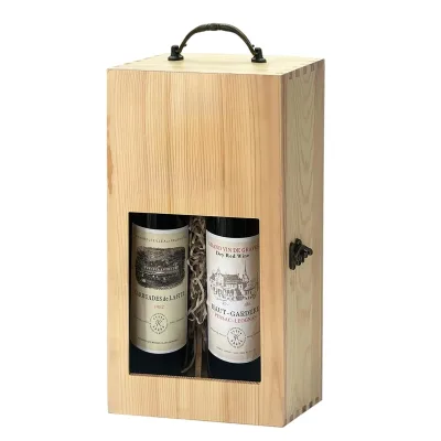 Wooden Wine Gift Box for 750ml Bottle Decorative Single Bottle Holder Wooden Wine Bottle Gift Case for Birthday Wedding Gift