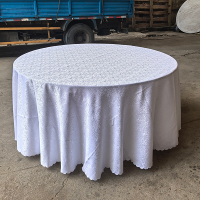 Hot Sales Cheapest Price White Color High Quality Jacquard Fabric Table Cloth