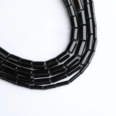 Wholesale Natural Black Agate Thin Tube Beads Long Straight Spacer DIY Semi-Finished Jewelry Accessories Stone Beads
