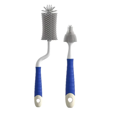 360-Degree Rotating Silicone Baby Water Bottle Brush Long Handle Dust Feeder With Cleaning Features