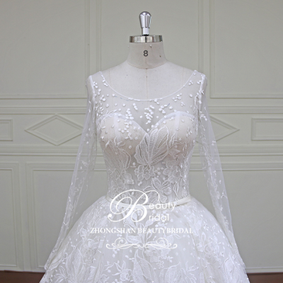 Gorgeous Embroidery Long Sleeve Wedding Dress Bridal Gown