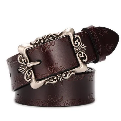 Retro Vintage Ladies Belt Cowhide Pants Belt Pin for Buckle Alloy Steel Material