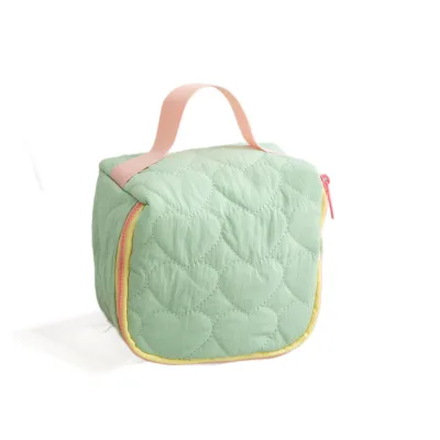 Korean-style Cute Instagram-Inspired Minimalist Heart-Shaped Breathable Polyester Zipper Makeup Bag Portable Travel Handbag