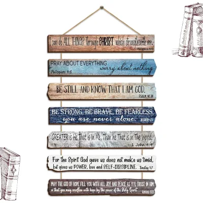 Christian Wall Art Wooden Bible Verses Wall Decor Scripture Wall Art Religious Inspirational Wood Sign for Office Bedroom