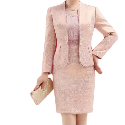 New Two Pieces Mother of the Bride Dresses With Jacket Lace Bead Formal High Quality Wedding Groom Mother Dress 2021
