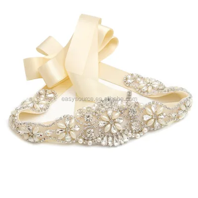 RE5012 Wedding Rhinestone Trim Applique Bridal Sash for Wedding Dress