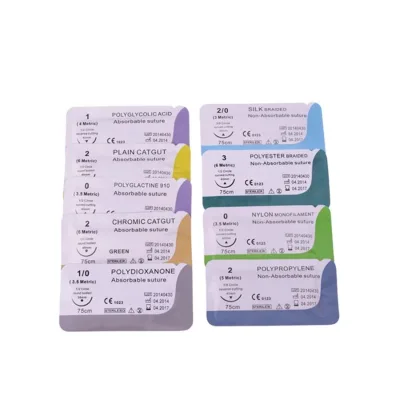 Disposable Medical Absorbable Vicly 4-0 Reverse Cutting 19mm 3/8 45cm Surgical Suture