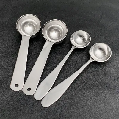 High Quality Food Grade Metal Cuchara Medidora Silver 304 Stainless Steel Food Measure Spoon Tea or Coffee Measuring Spoons