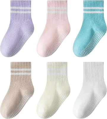 Wholesale Custom Baby Crew Socks Cotton Non Slip Toddler Floor Socks Anti-slip Infant Learning Walking Socks