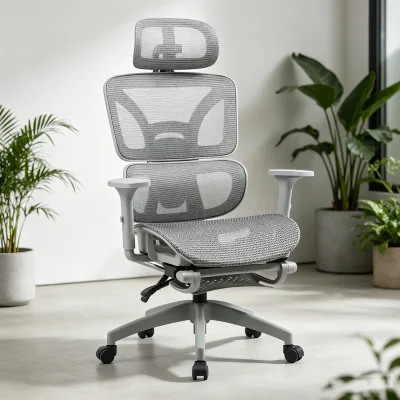 Multi Functional Split Mesh Ergonomic Chair 3 Way Padded Armrests All Mesh Seat and Back for Office Study Gaming