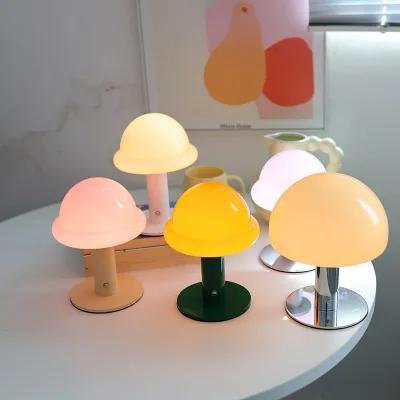 Glass Mushroom Night Light Medieval Table Lamp for Bedroom Living Room Decoration