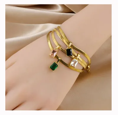 Classic Stainless Steel Jewelry Wholesale 18k Gold Plated Waterproof Snake Chain Bracelet and Bracelet