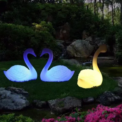 New Design Remote RGB Color Changing Decorative Led Swan Light Outdoor Landscape Garden Decorative Lighted Swan