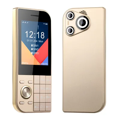 Ultra Slim Pocket Elderly Phone, 2.8-Inch Large Screen, 3 SIM Slots, , Torch, SOS Button, FM Radio, Quick Dial