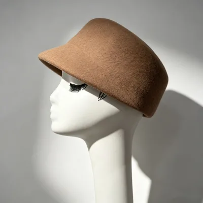 2026 Autumn Winter French Style Luxury Wool Felt Flat Top Bucket Hat for Women