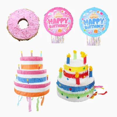 Fashion Cake Paper Kid Pinata Three-layer Cake Shape Paper Party Pinata for Kids