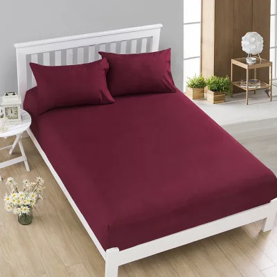 Soft Solid Durable Color Polyester or Cotton Deep Pocket Fitted Sheet 4 Pieces Wrinkle Resistant  for Home Guest Room Apartment