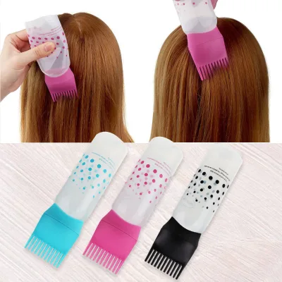 Professional Hair Dye Comb Bottle Hair Color Application Brush Bottle with Paint Brush Applicator
