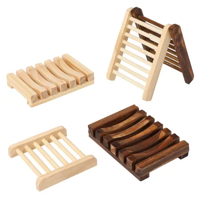 Wholesale Eco-Friendly Natural Handmade Bamboo Wooden Self-Draining Bathroom Shower Soap Tray Holder Storage Soap Dish