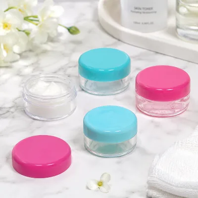 Mini Plastic Cosmetic Jars with Colorful Lids, Clear Empty Containers for Creams Lip Balms & Skincare Samples