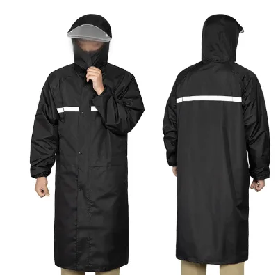 Wholesale Customized Mid-Length PU High-Visibility Waterproof Reflective Portable Foldable Raincoat with Hood for Safety Comfort