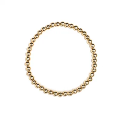 Gemnel Round Unique Gift Beaded Stretch Bracelet Gold Plated and Sterling Silver Layering Bracelet