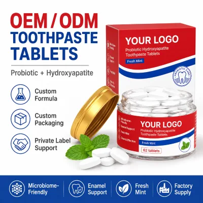 Custom Postbiotic Toothpaste Tablets with Hydroxyapatite Xylitol Fresh Mint Private Label Oral Care