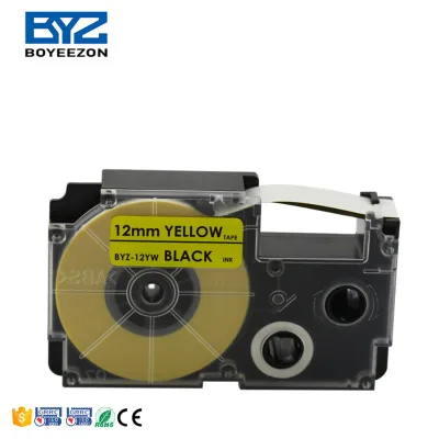BYZ-12YW Compatible casio Label Tape XR-12YW 12mm Easy to Peel Cassette Ribbon Tape for Casio KL-780 Label Printer