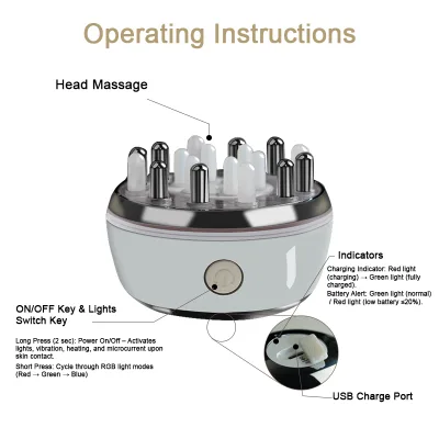 Portable IPX66 Waterproof Electric Vibration Heating Scalp Massager Brush for Head Relaxation Hair Care