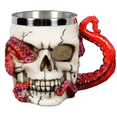 Hot-selling Horror Ghost Head Cup One-armed Ghost Knight Mug Octopus Arm Head Mug Halloween Funny Stainless Steel Beer Mug