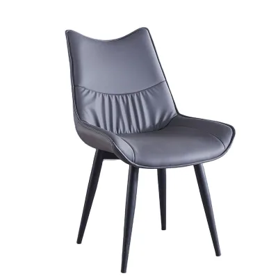 Customized Modern Accent Furniture Dining Chairs Leather Beige Orange Black Legs Luxury Dining Chairs Leather Accent Chair