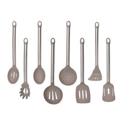 Hot Sell 8-Piece Silicone Cooking Utensils With Stainless Steel Handle Silicone Kitchen Utensil Set