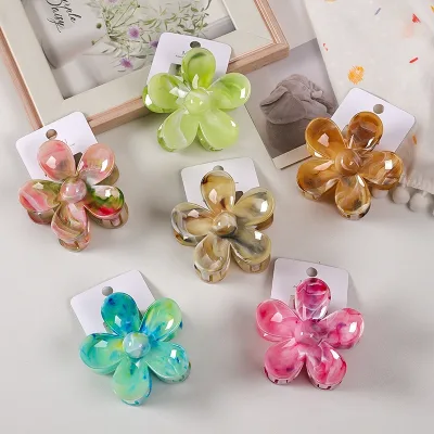 Rapid Sample Hot Sale Sunflower Hair Claw Large 8cm Flower Hair Clip Chroma Daisy Hair Claw Clip