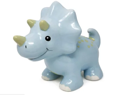Ceramic Dinosaur Piggy Bank for Boys, Triceratops | Nursery Decor and Gifts
