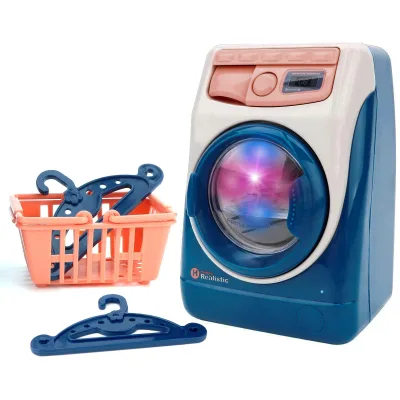 Small Household Washing Machine Toy Furniture Pretend Play Home Appliance Toys Realistic Sounds for Kids Dollhouse
