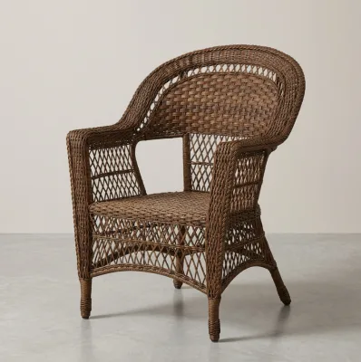Classic PE Rattan Armchair All Weather Woven Patio Accent Chair for Garden