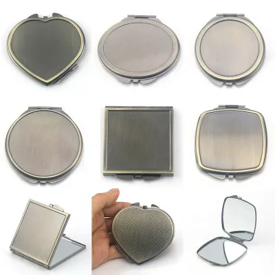 DIY Metal Plain Old Antique Ancient Mirror Glass Compact Mirror Pocket Mirror Bronzed
